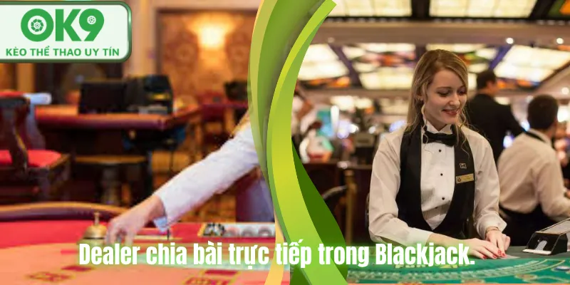Dealer chia bài trực tiếp trong Blackjack.