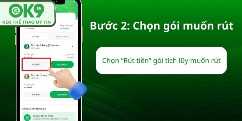 Giao diện rút tiền OK9 hiển thị rõ thông tin giao dịch.