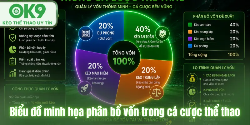 Biểu đồ minh họa phân bổ vốn trong cá cược thể thao