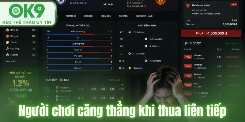 Người chơi căng thẳng khi thua liên tiếp